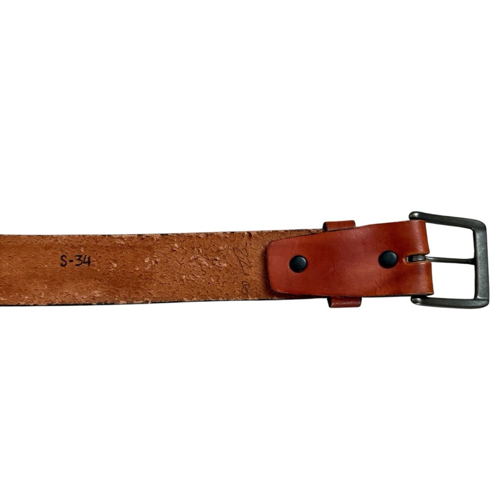 Vintage Tooled Transport Truck Brown Leather Belt Size 34 Removable Buckle USA - Picture 7 of 13